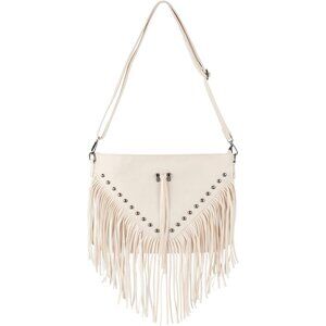Women’s Leather Fringe Hobo Crossbody Bag Small Tassel Shoulder Purse